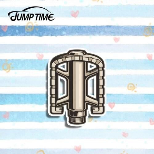 Jump Time 13cm x 9.5cm Bicycle Pedal Funny Sticker Vinyl Car Sticker Mountain Bike Travel Luggage Waterproof Car Accessories