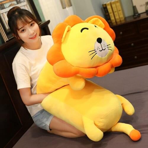 80-120cm Kawaii Stuffed Animal Pillow Long Lion Plush Toys Bed Sleep Soft Cushion Baby Christmas Birthday Gift