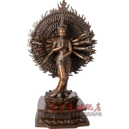 RARE 50CM large -bless family Safety Health luck Talisman #office home shop efficacious Protection BRONZE GUAN YIN Buddha statue