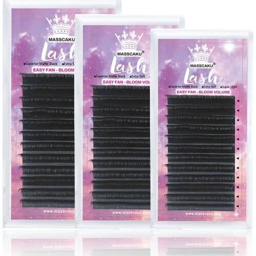MASSCAKU Easy Fan Eyelash Extension 7-20mm 1s Blooming Lashes Faux Mink Eyelashes Russian Volume Lashes