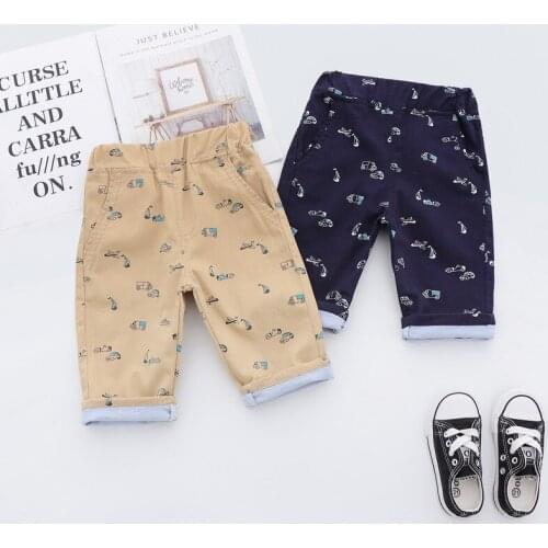Baby Boy Pants 2019 Summer Cartoon Car Print Calf-length Pants Fashion Casual Elastic Waist Toddler Kids Pants New Arrival 2-6 Y