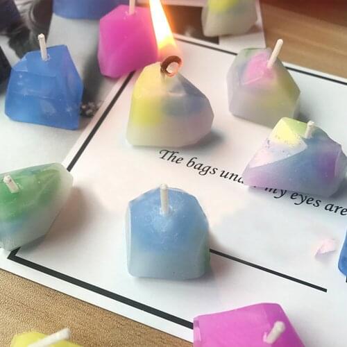 Silicone Candle Cake Mold Diamond Shaped Chocolate Amber Gem Mould Fondant Mini Decorating Baking Supplies Tool Accessories