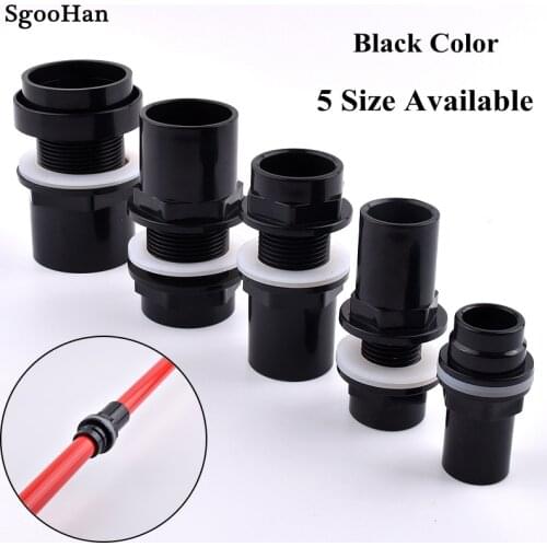 I.D 20~50mm Black PVC Pipe Aquarium Thicken Fish Tank Connector Water Tank Inlet Outlet Joint Drain UPVC Pipe Adapter Fittings