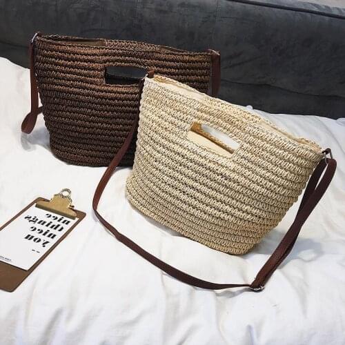 Handmade bags, handbags, diagonal straw bags, fashion literary fans, womens bags, shoulder bags