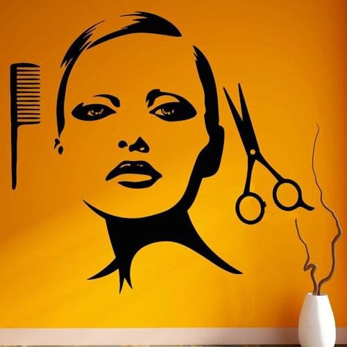 Vintage Woman Wall Stickers For Beauty Hair Salon Spa Girl Decor Vinyl Wall Decal Barbershop Nordic Home Decoration Art W564