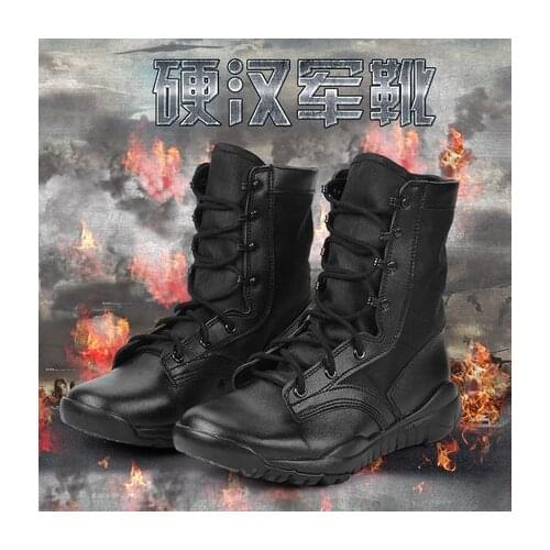 Freeshipping CQB Military Tactical Black Boots Desert Combat Outdoor Army Hiking Summer light weight Leather Men Boots black