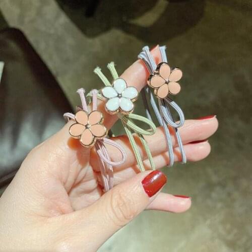 High Quality Fashion Hot Selling Acrylic Flowers Hair Band Fresh Sweet Hair Rope High Elastic Hair Rings Women Girls Headpiece