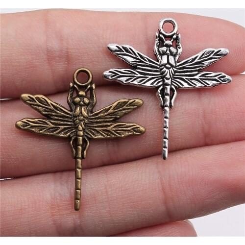 WYSIWYG 10pcs 31x28mm Pendant Dragonfly Dragonfly Charm Pendants For Jewelry Making Antique Silver Color Dragonfly Pendants