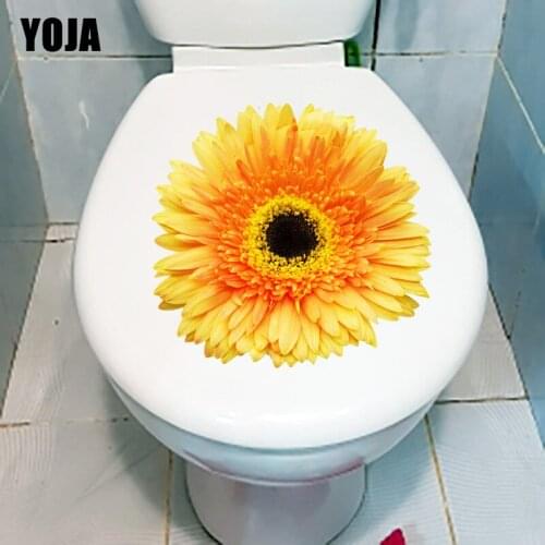 YOJA 23.2CM×21.9CM Yellow Daisy Home Wall Decoration Fresh Flower Modern Toilet Stickers T1-2658