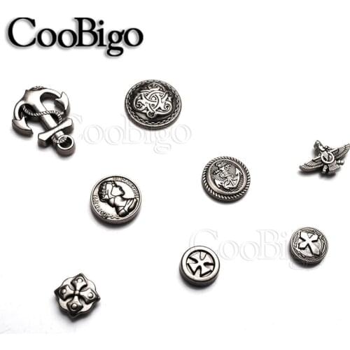 10 Sets Metal Stud Rivet Spike Punk Decor Button Rivets for Leather Craft DIY Garment Sewing Accessories Anchor Cross Shield