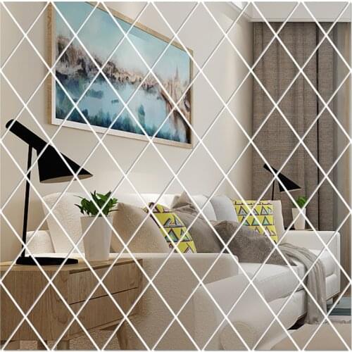 Mirror Wall Stckers Home Decor Diamond Mirror Effect Wall Stickers Living room Bedroom Wall Decor 3D Wall Decals