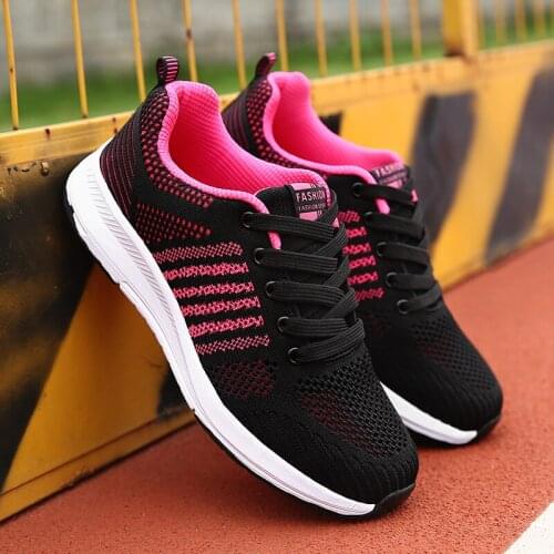 Womens casual shoes summer 2021 fly woven mesh running comfortable breathable elastic light non-slip vulcanized shoes