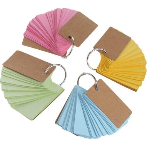 1PC(230 sheets)Kraft Paper Binder Ring Easy Flip Flash Cards Study Memo Pads DIY Stationery Bookmark School Office Supply