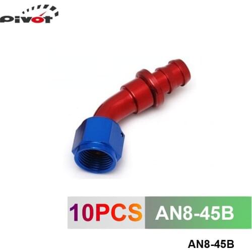 10pcs /set 45 Degree High Performance -AN8 Hose End Fitting Aluminum Oil cooler hose fitting AN8-45B