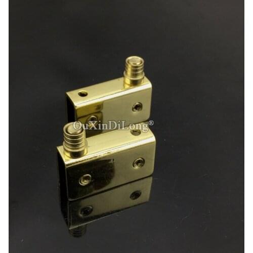 2Pairs/4PCS Gold Small Stainless Steel Hinge Glass Door Pivot Hinges Clamp Clip Install Up and Down For 5-8mm Glass JF1696