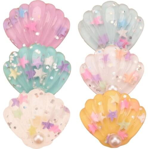 21PCS Resin 1inch Shell Flatbacks Baby Girls Hair Accessories Boutique Supplies for Hair Bows Center Making Headwrap Accessory