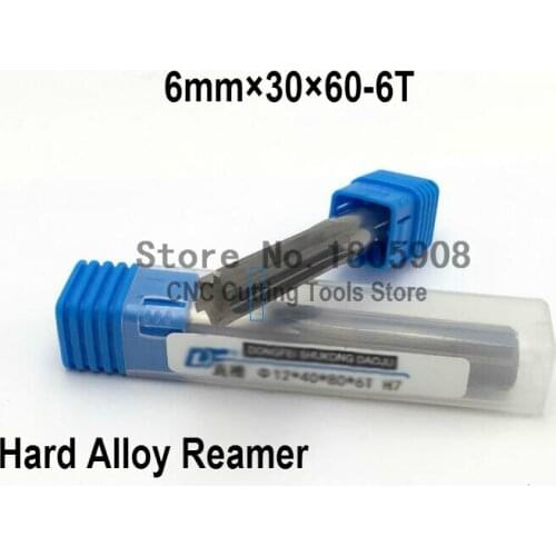 Free shipping 1PCS 6mm *30*60mm coating straight shank tungsten carbide reamer, Hard alloy reamer ,machine chucking steel K10
