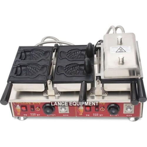 Free shipping 110V 220V Open Mouth ice cream taiyaki machine big fish cone maker