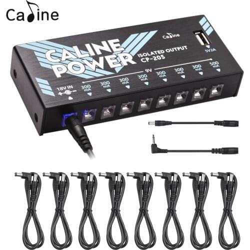 Caline CP-205 Guitar Effect Power Supply Station 8 Isolated Output for 9V Effect Pedal with Power Cable for 9V Guitar Accessory