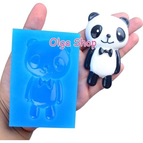 DYL664 77.8mm X 45.7mm Panda Silicone Mold Fondant Cake Decoration Candy Resin Clay Earrings Necklace Craft Soap Candle