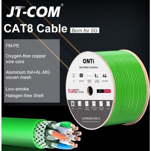 RJ45 CAT8 SHIELDED CABLE 40Gbps 2000MHz S/FTP INSTALLATION CABLE 22AWG OXYGEN-FREE COPPER LSZH CPR DCA JACKET SUPPORT 4PPOE