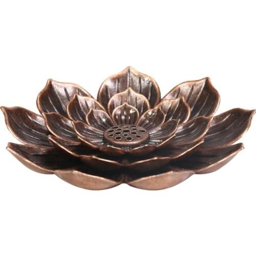 Alloy Incense Burner Cone Incense Holder Home Buddhism Decoration Coil Lotus Censer Air Vaporizer Home Decor