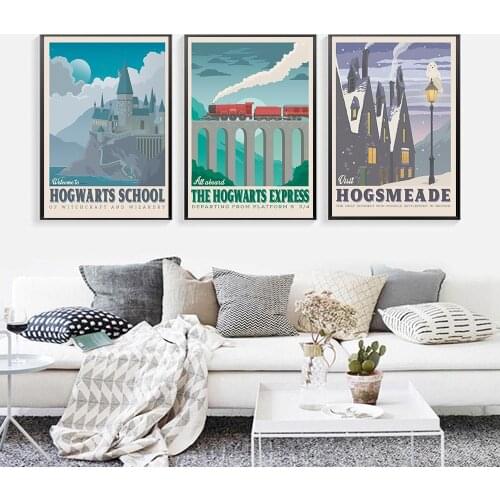 Hogwarts Express Movie Retro Travel Posters And Prints Canvas Art Decorative Wall Pictures For Living Room Home Decor Painting