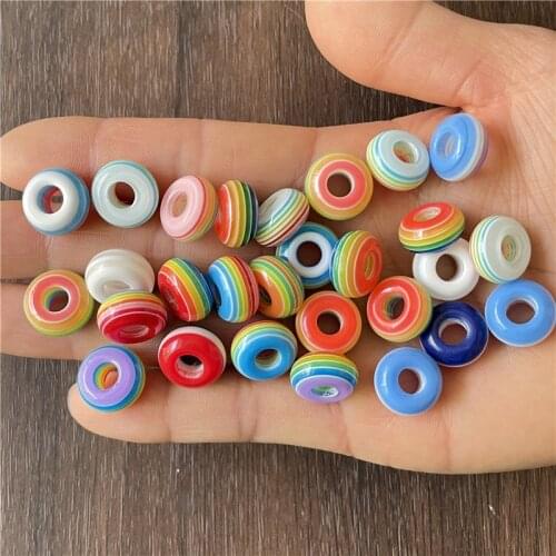 JunKang 50pcs mixed batch colorful large hole DIY handmade bracelet leather cord spacer beads