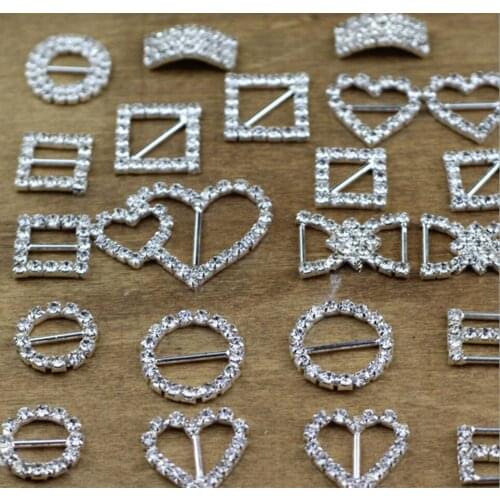K15310 Rhinestones Diamond Buckle DIY Hair Accessories Heart Round Shape Belt Shose Bag Metal Buckle wedding Supply decoration