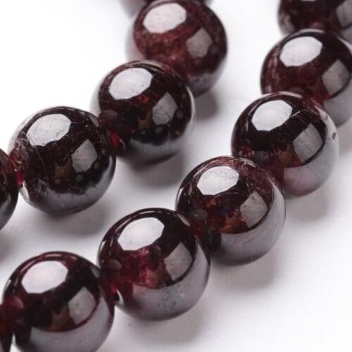 10Strands 8mm Round Natural Garnet Beads Strands Hole: 1mm; about 52pcs/strand, 15.7"