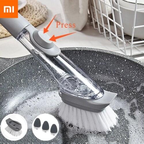 Xiaomi mijia Kitchen Cleaning Brush 2 In 1 Long Handle with Removable Brush Sponge Dispenser Dishwashing Brush Kitchen Tools
