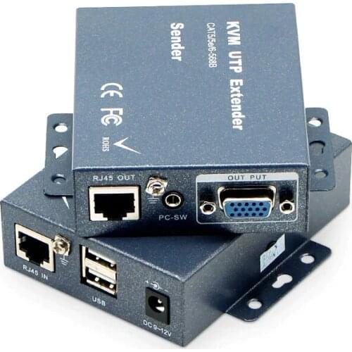Super Quality 330ft VGA + Stereo Audio + USB Signal KVM Extender Over Cat5 Cat5e Cat6 RJ45 Cable No Delay Loss VGA Transmitter