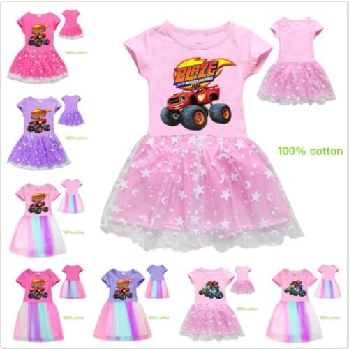 Summer Girl Clothes Kids Dresses For Girls Cotton Short Sleeve Casual Wear Star Dress Baby Party Outfit Children Clothing 3-10Y