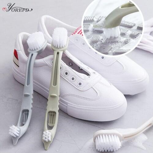 OYOURLIFE Multi-function Long Handle Double-end Shoe Brush White Shoes Cleaner Plastic Soft Hair Washing Cleaner For Shoes