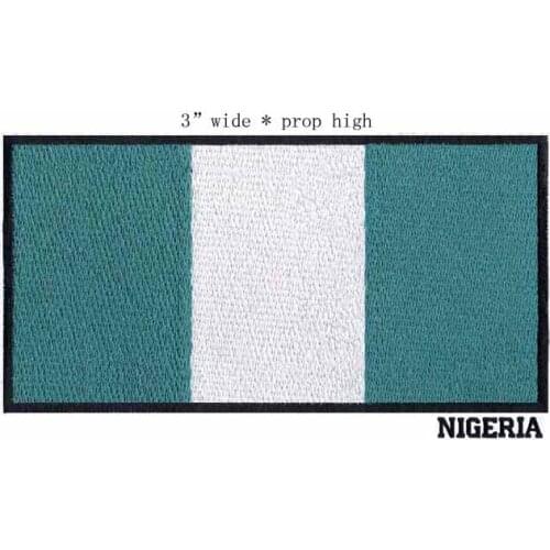 3" wide Nigeria embroidery flag patch for applique sewing/iron on patch/blue and white stripes