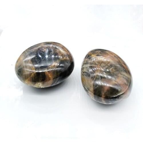 Natural Gray Moonstone Worry Stone Polished Quartz Crystal Palm Stone Minerals Specimen Reiki Healing Crystal Home Decoration