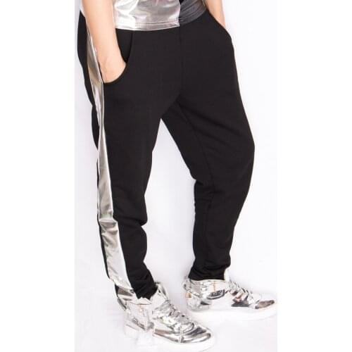 New Fashion Silver Bronzing Patchwork Leisure Time Pants Hiphop Jazz Stage Show Clothing Dance Haren Pants Size M-XL