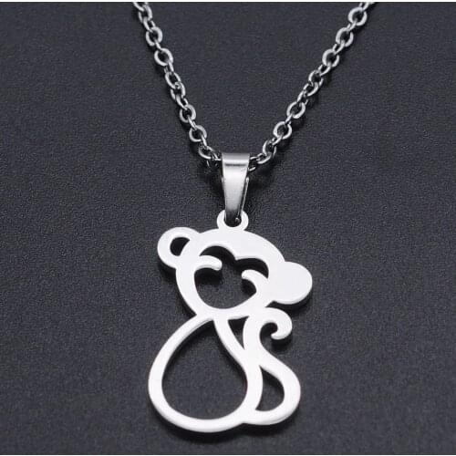 Cute Monkey Stainless Steel Charm Necklace for Women Fashion Jewelry Necklaces Accept OEM Order Dropshipping