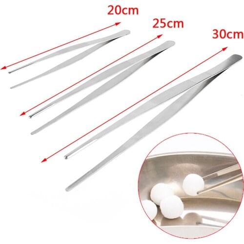 Long Barbecue Food Tong Stainless Steel Straight Tweezer Toothed Tweezer Home Garden Kitchen BBQ Tool