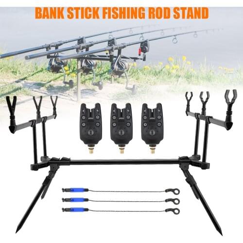 Lixada Adjustable Retractable Carp Fishing Rod Stand Holder Fishing Pole Pod Stand Fishing Bite Alarms Fishing Bait Swinger Set