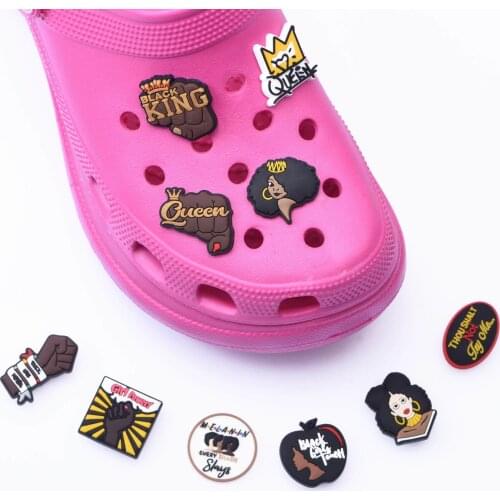 1pcs Black Lives Matter Shoe Charms Black Girl Magic Queendom Slipper Accessories Decoration fit Croc Jibz Party Kids Gifts BLM