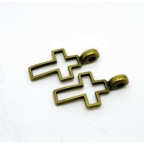 RONGQING 2018 New 50pcs/lot Crosses 37x21mm Religion DIY Necklace Charms Hollow Pendant accessories Jewelry