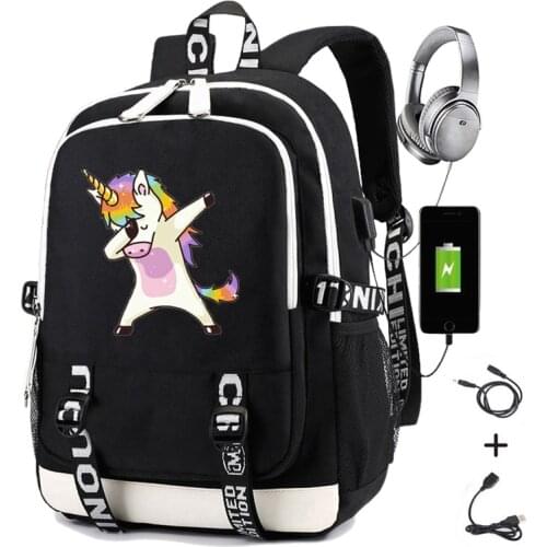 Dabbing Unicorn Backpack for School Teenagers Girls Backpacks with Charging USB Laptop Backpack Travel Casual Daypacks