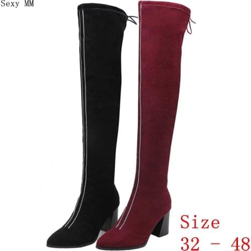 Spring Autumn Women Over the Knee Boots High Heel Woman Thigh High Boots Small Plus Size 32 - 48
