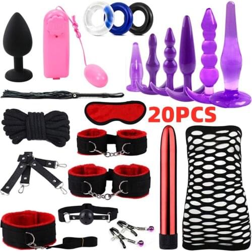 BDSM Adult Sex Toys Dildo Vibrator Clitoris Stimulator Erotic Masturbator Female Vagina Massager Anal Plug Restraints Bondage
