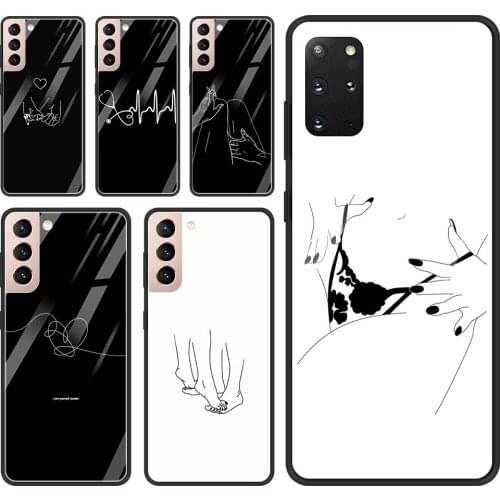 Glass Case For Samsung S21 S20 Ultra S10 Plus Lite S20FE S10e S9 S8 Shell Silicon Capa Lover Art Line Sexy Harajuku Aesthetics