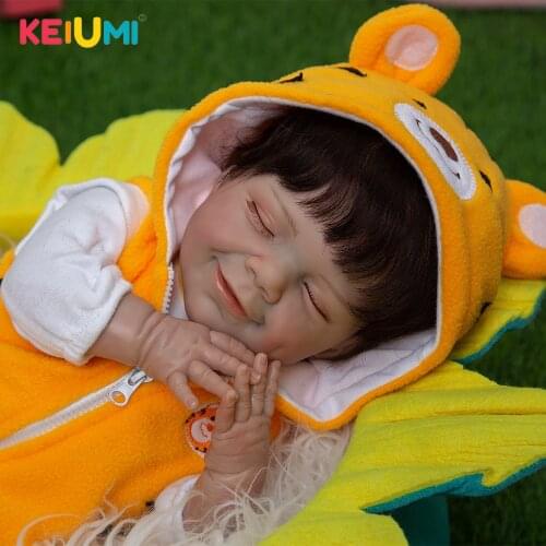 20 Inch Closed Eyes Cloth Body Alive Reborn Baby Doll Yellow Tiger Vest Set Dress Up Reborn Baby Doll For Childrens Gift