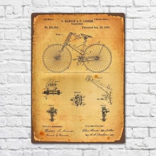 Cycling Patent Bicycle Bike Vintage Retro Metal Tin Sign Metal Sign Wall Decor Fashion Art Decor Poster