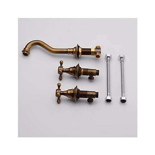 Vidric Wall Sink Faucet Bathroom Basin Water Mixer Hot and Cold Crane Wall Mounted Dual Handle Widespread Faucets EL098