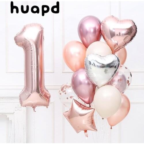 Happy Birthday Rose Gold Package Balloons 1-9 Years Old Decoration Children Baby Boys Girls Birthday Party Supplies